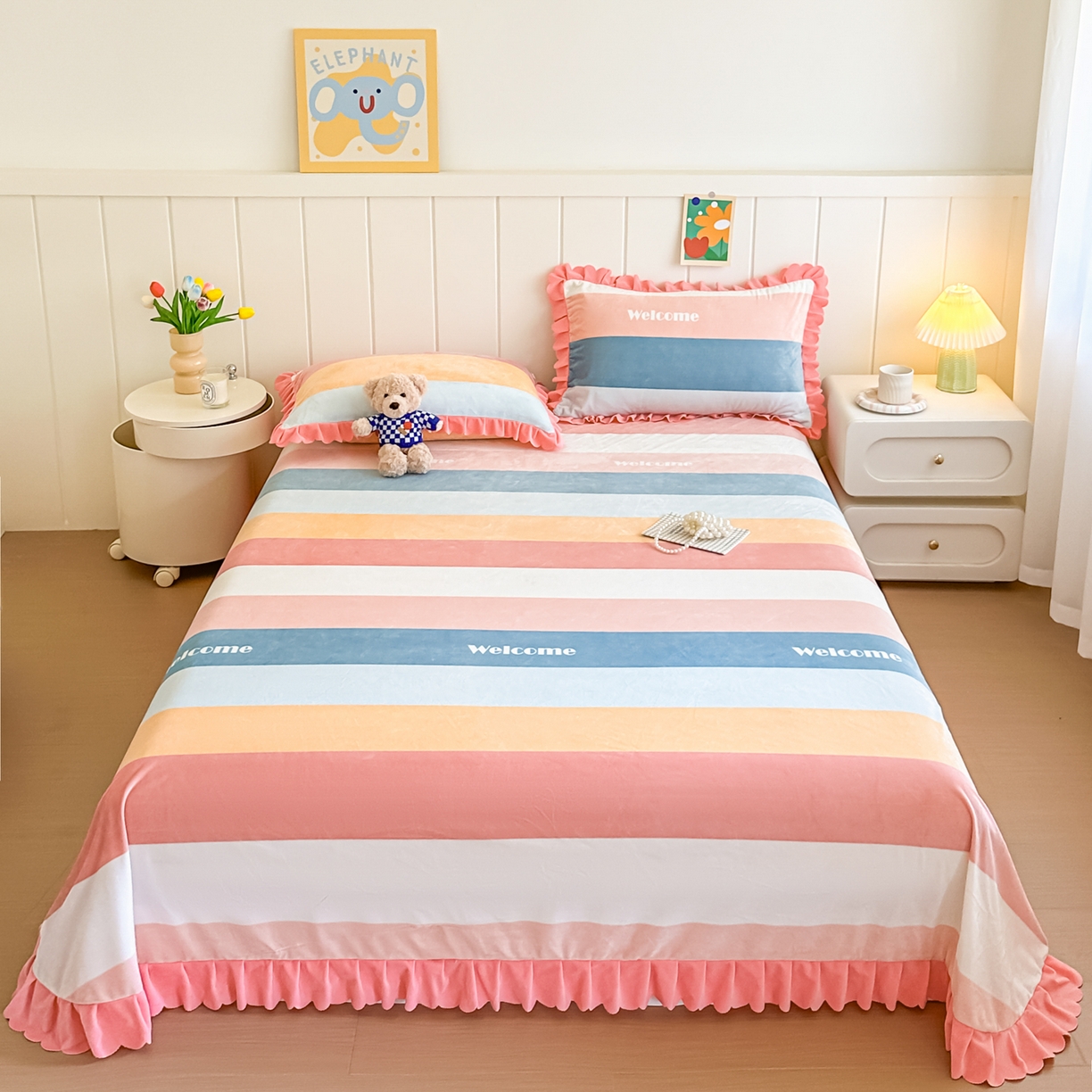 手艺人家纺 2025新款宝宝绒单层床盖三件套 NDC35