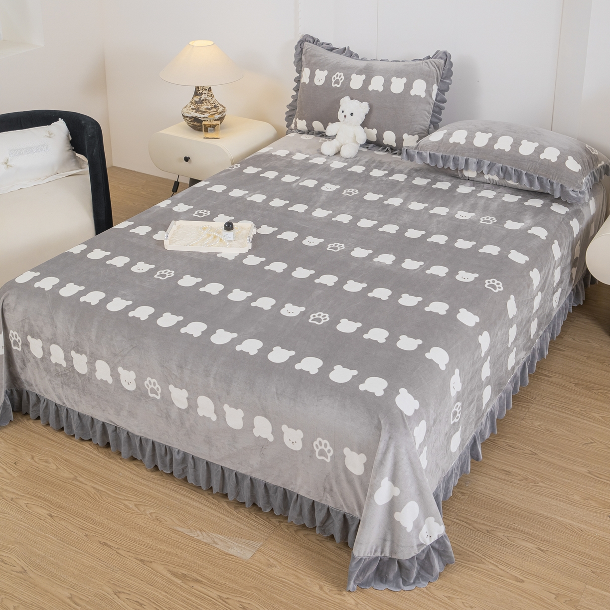 91家纺网 家纺一手货源 找家纺 手艺人家纺 2025新款宝宝绒单层床盖三件套 NDC51