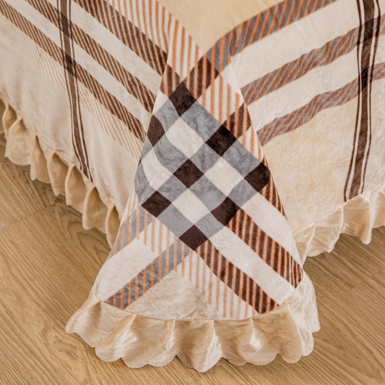 91家纺网 家纺一手货源 找家纺 手艺人家纺 2025新款宝宝绒单层床盖三件套 NDC52