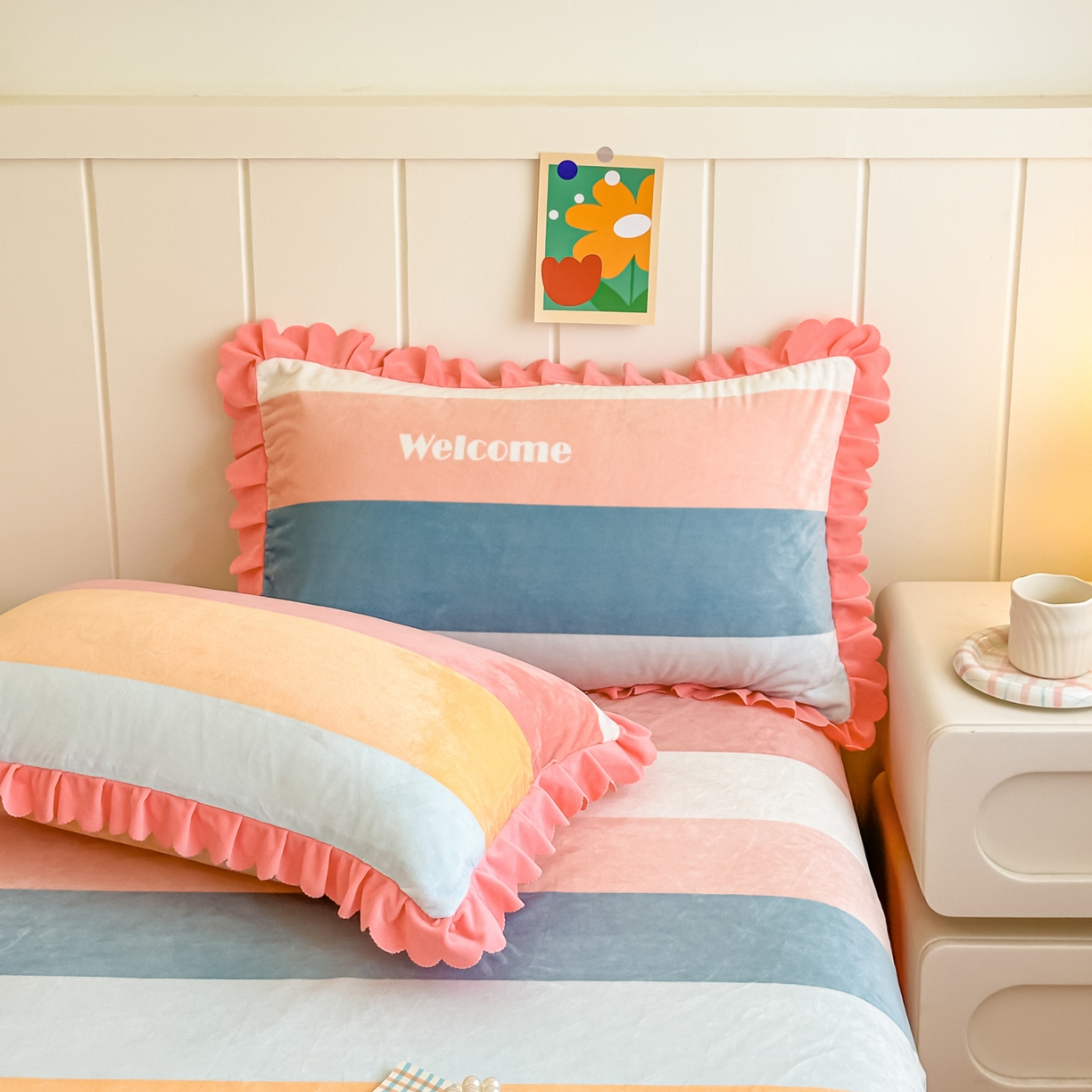 91家纺网 家纺一手货源 找家纺 手艺人家纺 2025新款宝宝绒单层床盖三件套 NDC35