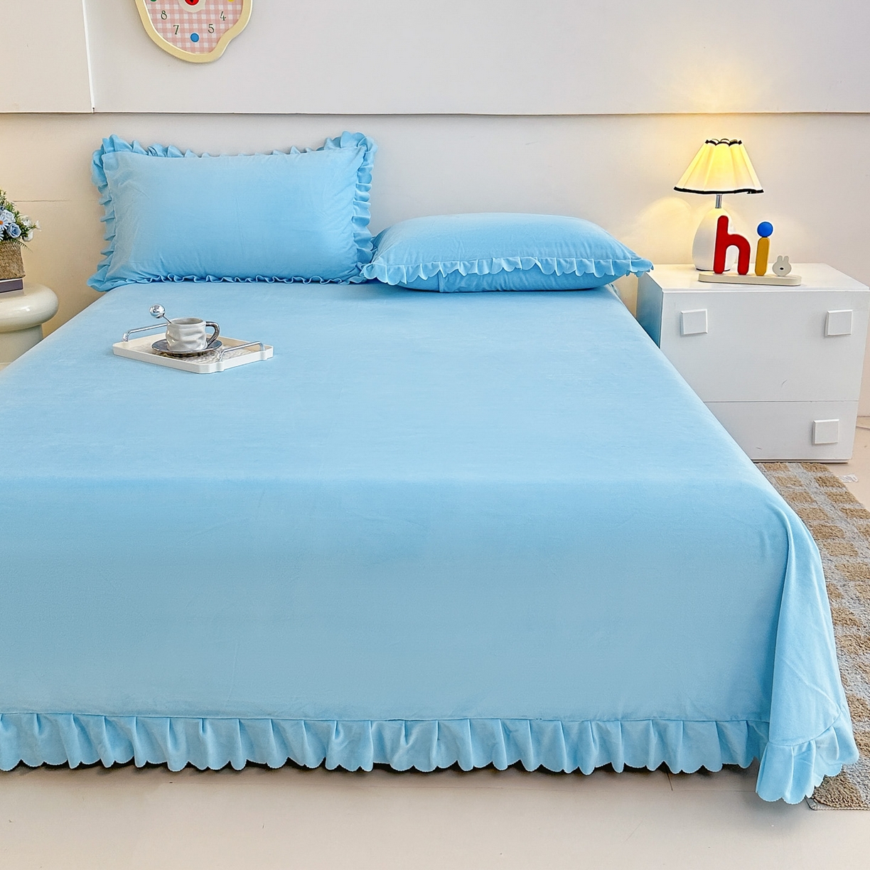 91家纺网 家纺一手货源 找家纺 手艺人家纺 2025新款宝宝绒单层床盖三件套 NDC18