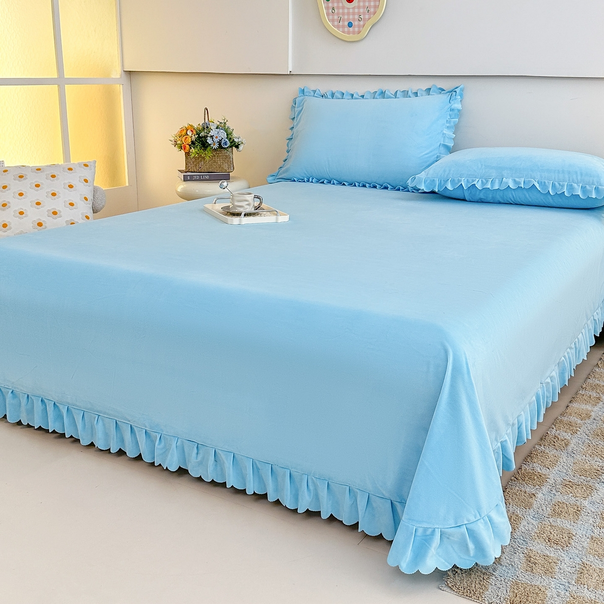 91家纺网 家纺一手货源 找家纺 手艺人家纺 2025新款宝宝绒单层床盖三件套 NDC18