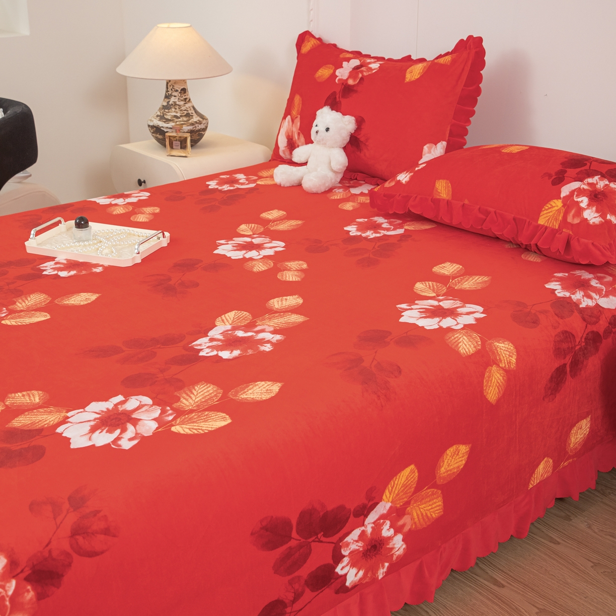 91家纺网 家纺一手货源 找家纺 手艺人家纺 2025新款宝宝绒单层床盖三件套 NDC56