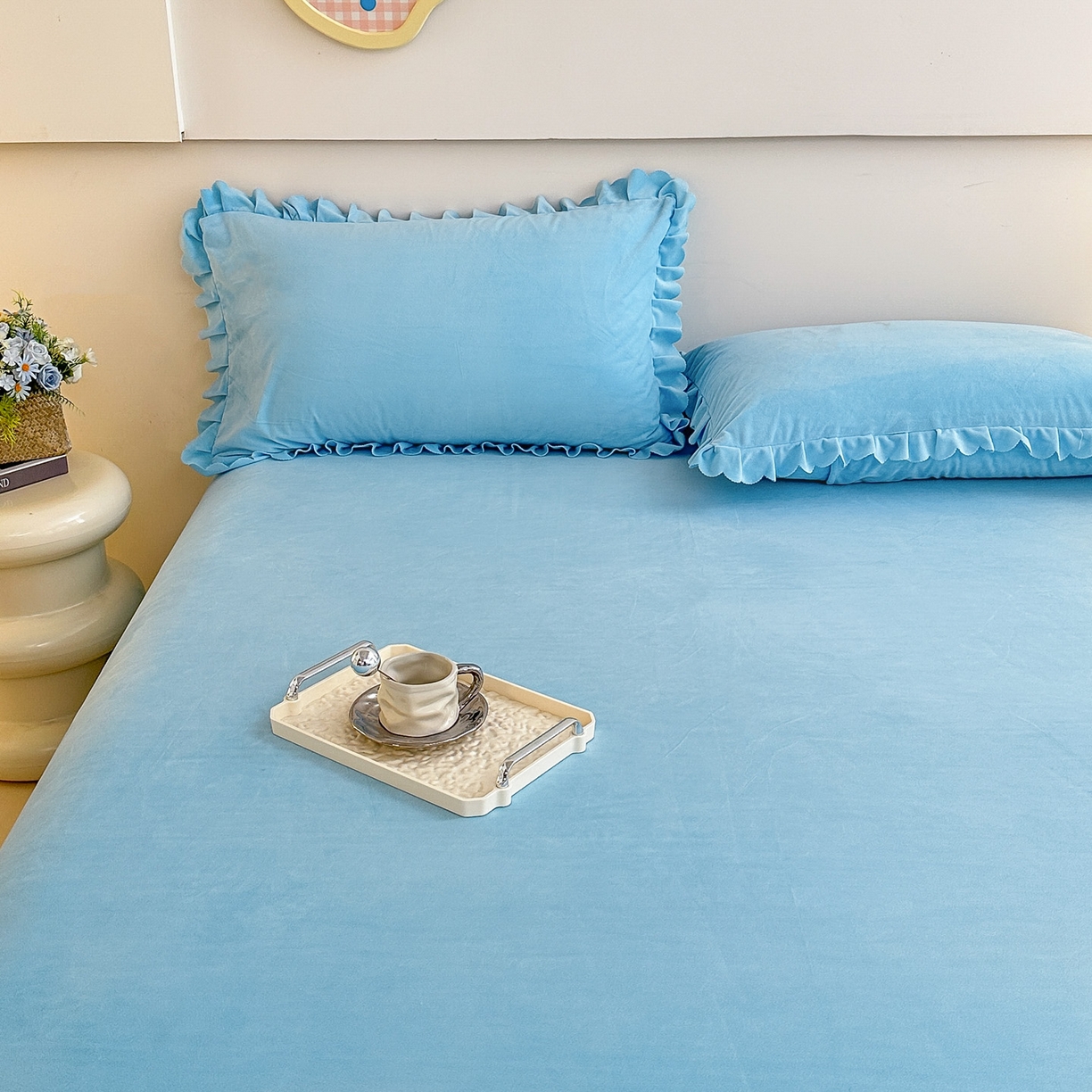 91家纺网 家纺一手货源 找家纺 手艺人家纺 2025新款宝宝绒单层床盖三件套 NDC18