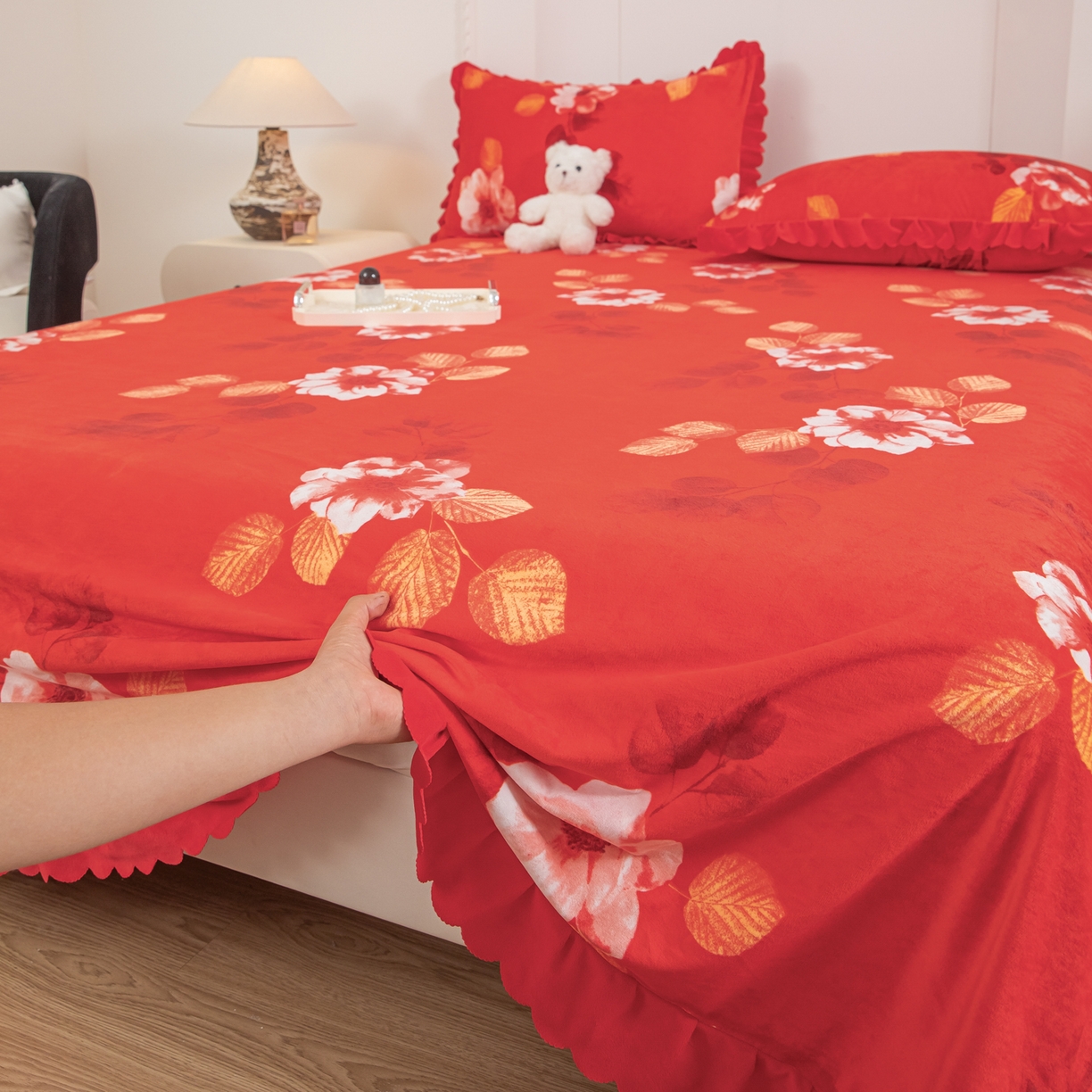 91家纺网 家纺一手货源 找家纺 手艺人家纺 2025新款宝宝绒单层床盖三件套 NDC56