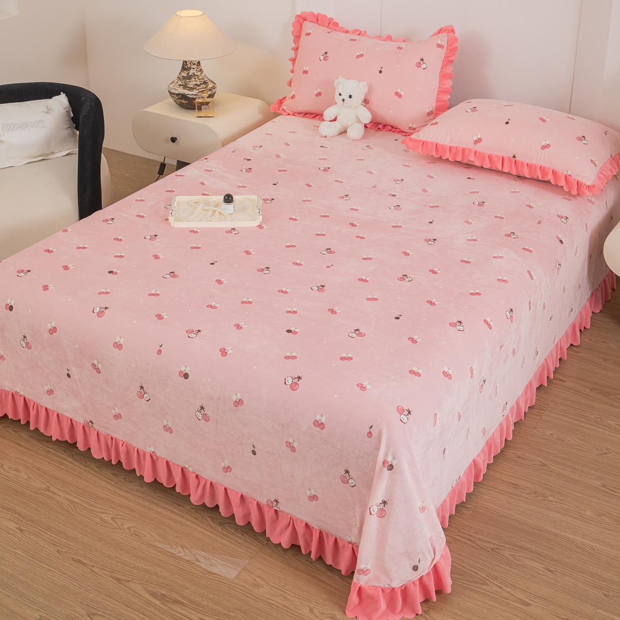 91家纺网 家纺一手货源 找家纺 手艺人家纺 2025新款宝宝绒单层床盖三件套 NDC55