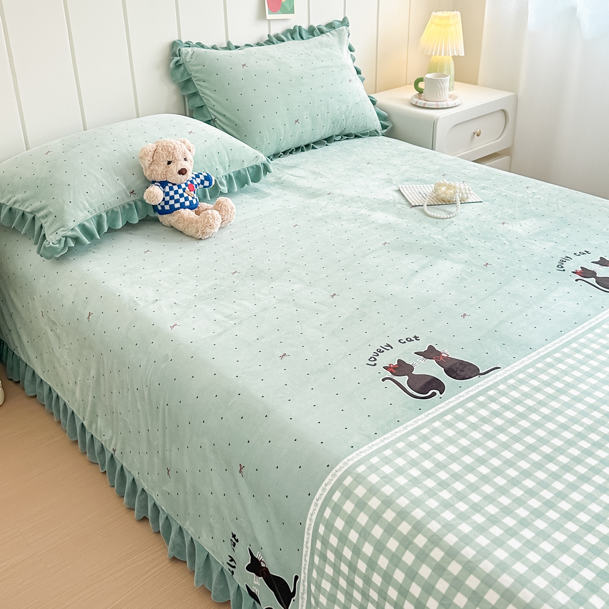 91家纺网 家纺一手货源 找家纺 手艺人家纺 2025新款宝宝绒单层床盖三件套 NDC25