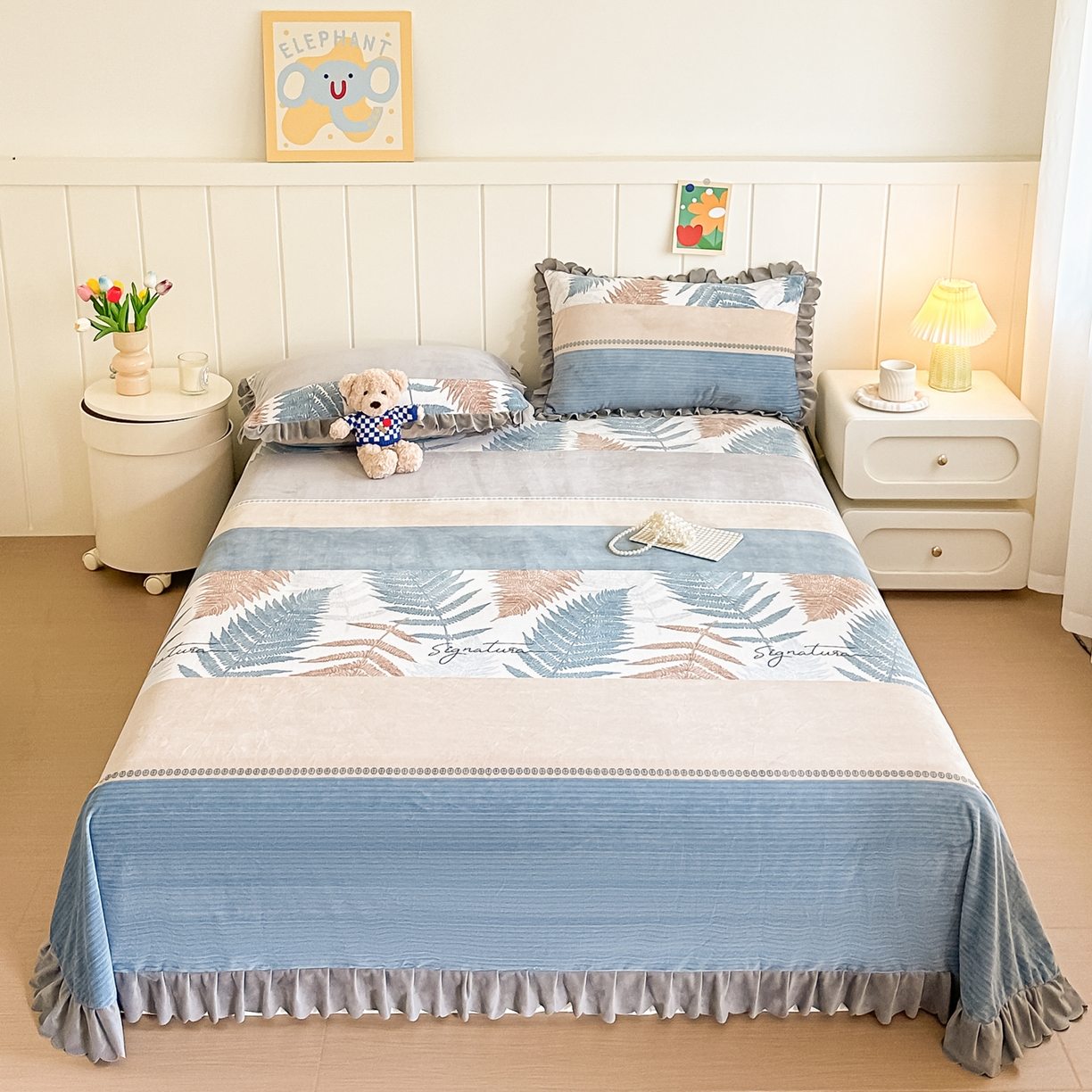 手艺人家纺 2025新款宝宝绒单层床盖三件套 NDC28