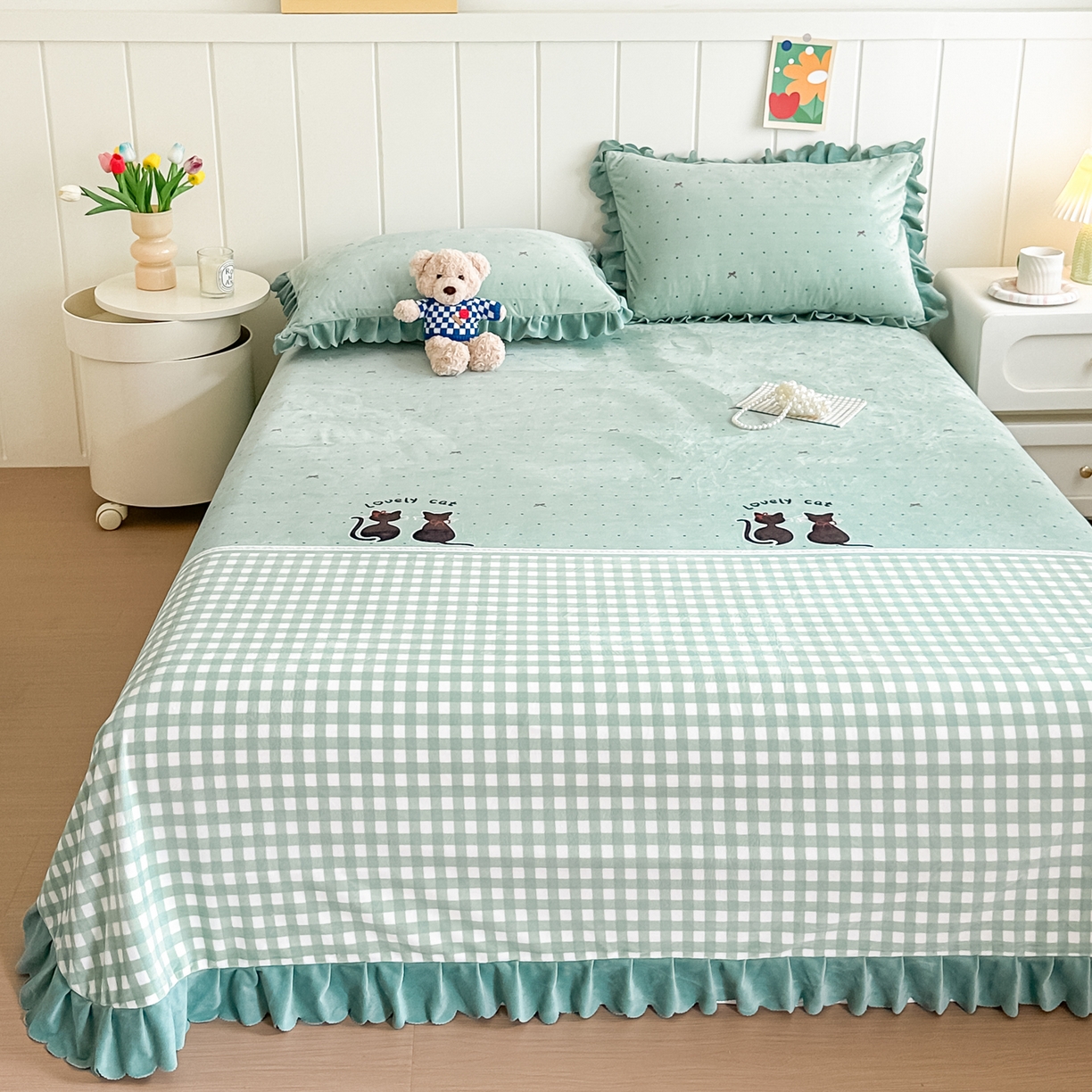 91家纺网 家纺一手货源 找家纺 手艺人家纺 2025新款宝宝绒单层床盖三件套 NDC25