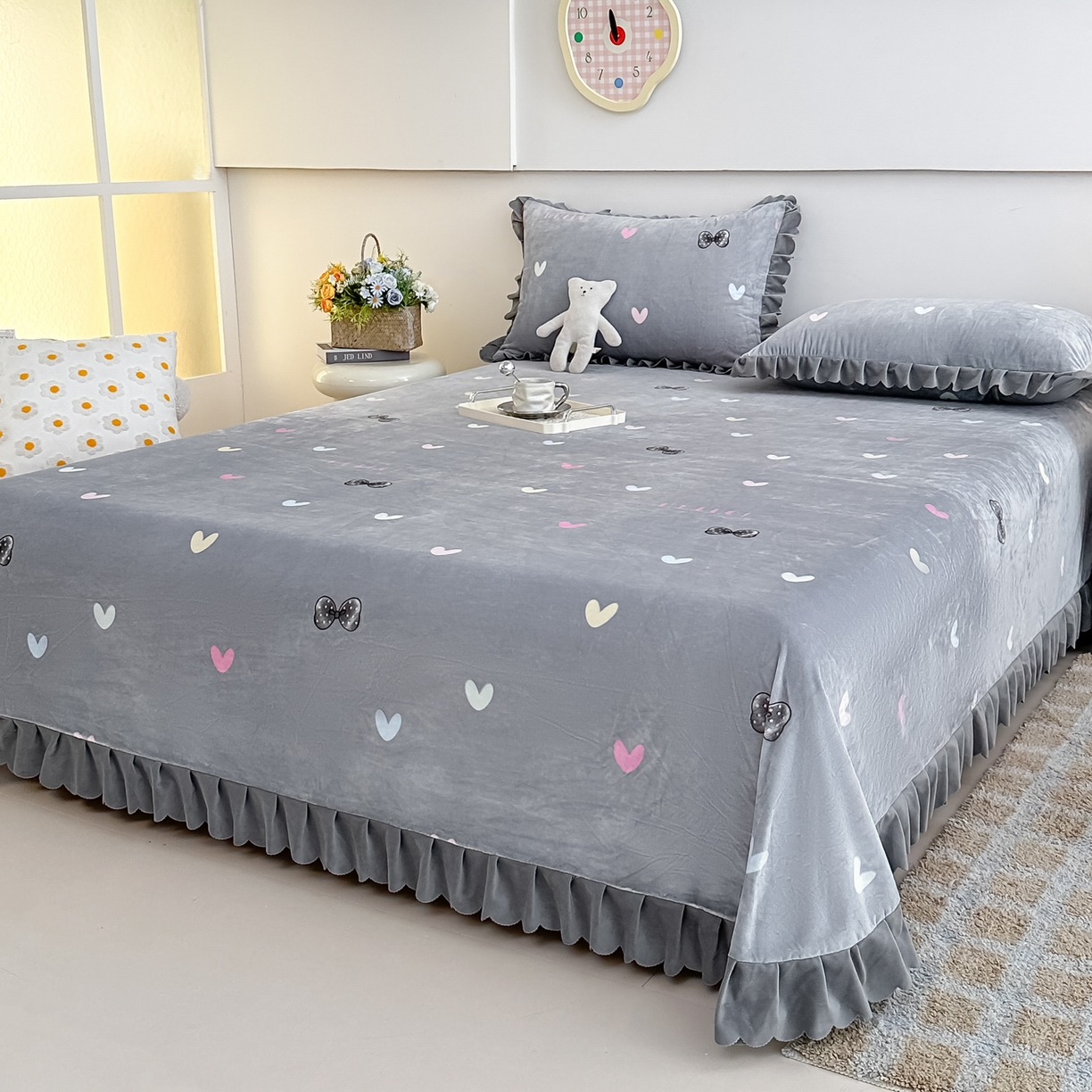 91家纺网 家纺一手货源 找家纺 手艺人家纺 2025新款宝宝绒单层床盖三件套 NDC30