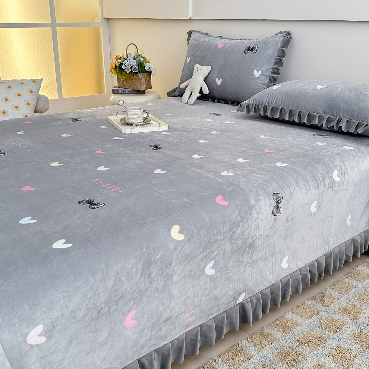 91家纺网 家纺一手货源 找家纺 手艺人家纺 2025新款宝宝绒单层床盖三件套 NDC30