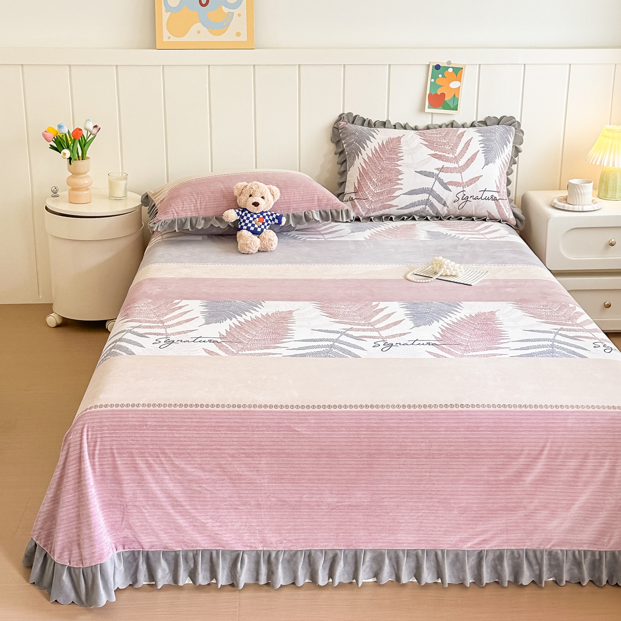 91家纺网 家纺一手货源 找家纺 手艺人家纺 2025新款宝宝绒单层床盖三件套 NDC26