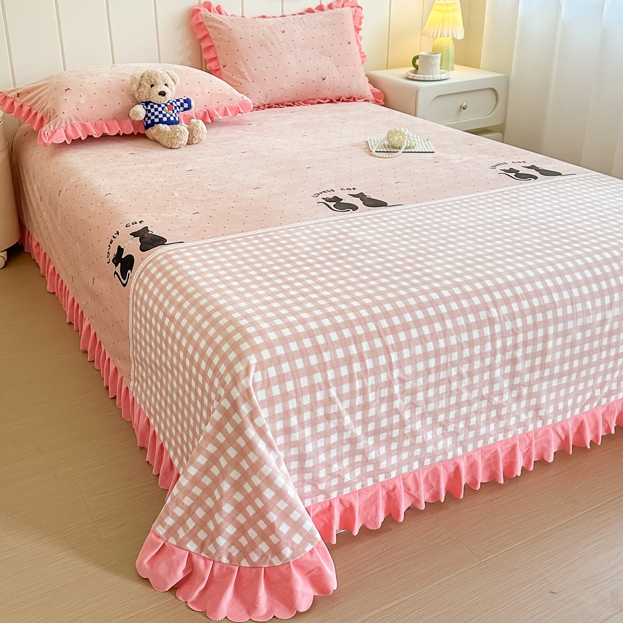 91家纺网 家纺一手货源 找家纺 手艺人家纺 2025新款宝宝绒单层床盖三件套 NDC27