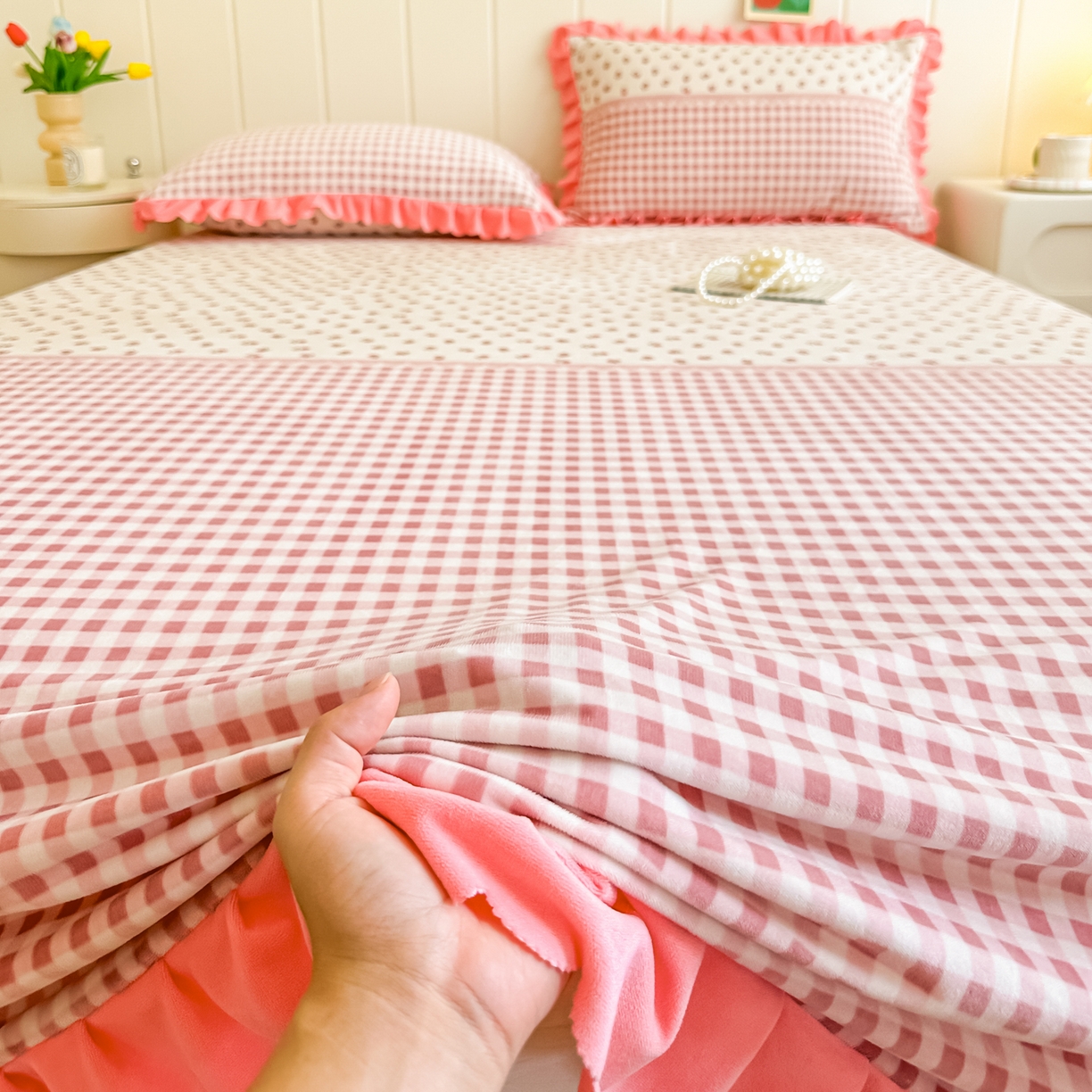 91家纺网 家纺一手货源 找家纺 手艺人家纺 2025新款宝宝绒单层床盖三件套 NDC36