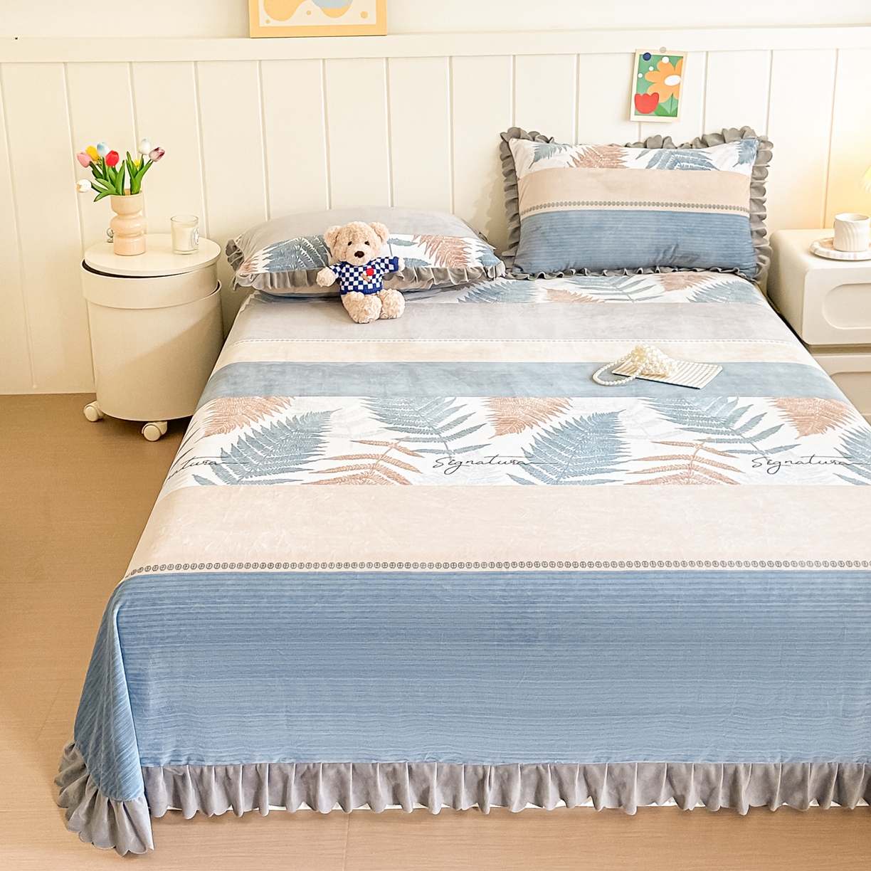 91家纺网 家纺一手货源 找家纺 手艺人家纺 2025新款宝宝绒单层床盖三件套 NDC28