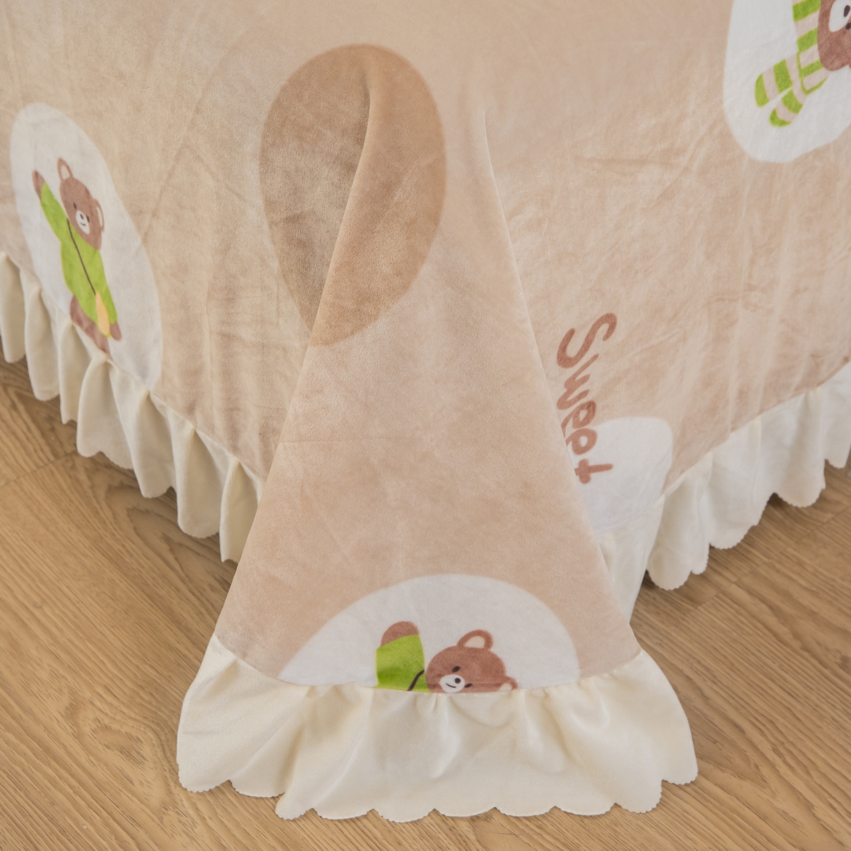 91家纺网 家纺一手货源 找家纺 手艺人家纺 2025新款宝宝绒单层床盖三件套 NDC37