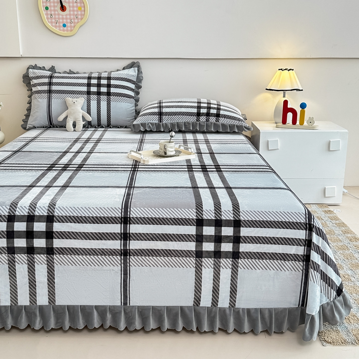 91家纺网 家纺一手货源 找家纺 手艺人家纺 2025新款宝宝绒单层床盖三件套 NDC13