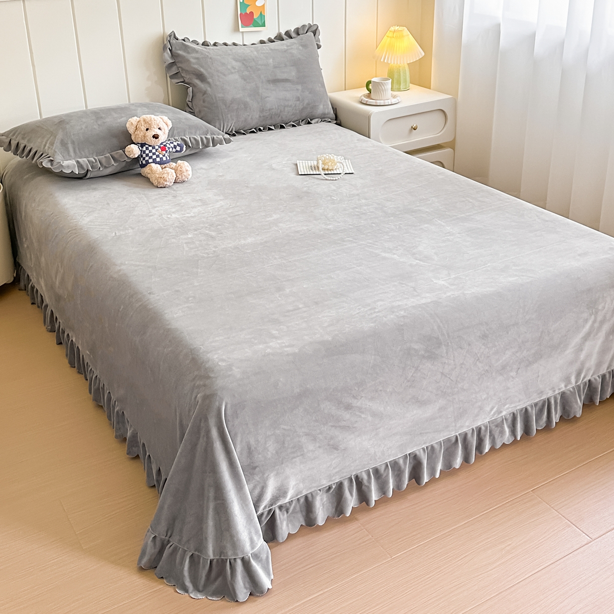 91家纺网 家纺一手货源 找家纺 手艺人家纺 2025新款宝宝绒单层床盖三件套 NDC33