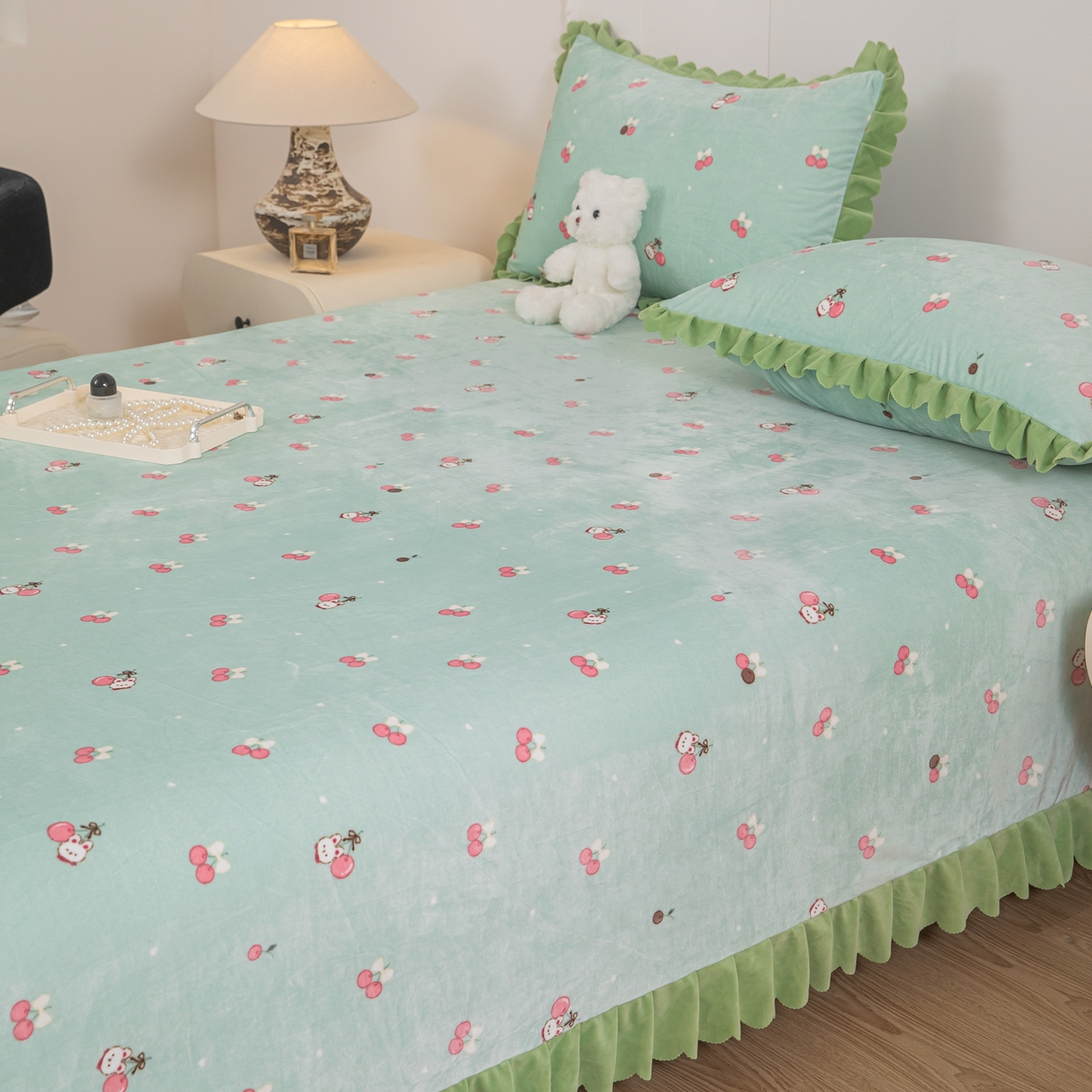 91家纺网 家纺一手货源 找家纺 手艺人家纺 2025新款宝宝绒单层床盖三件套 NDC53