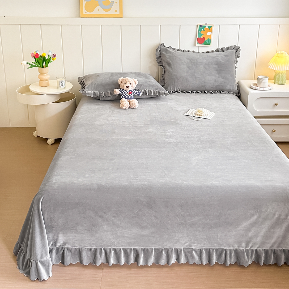 91家纺网 家纺一手货源 找家纺 手艺人家纺 2025新款宝宝绒单层床盖三件套 NDC33