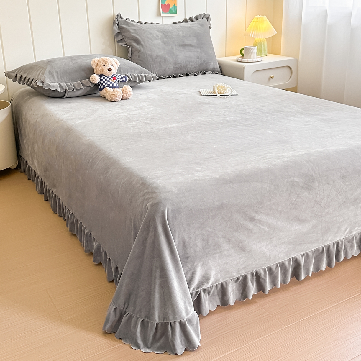 91家纺网 家纺一手货源 找家纺 手艺人家纺 2025新款宝宝绒单层床盖三件套 NDC33