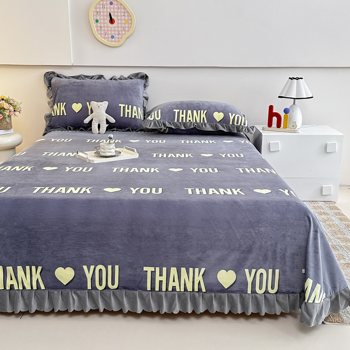 91家纺网 家纺一手货源 找家纺 手艺人家纺 2025新款宝宝绒单层床盖三件套 NDC29