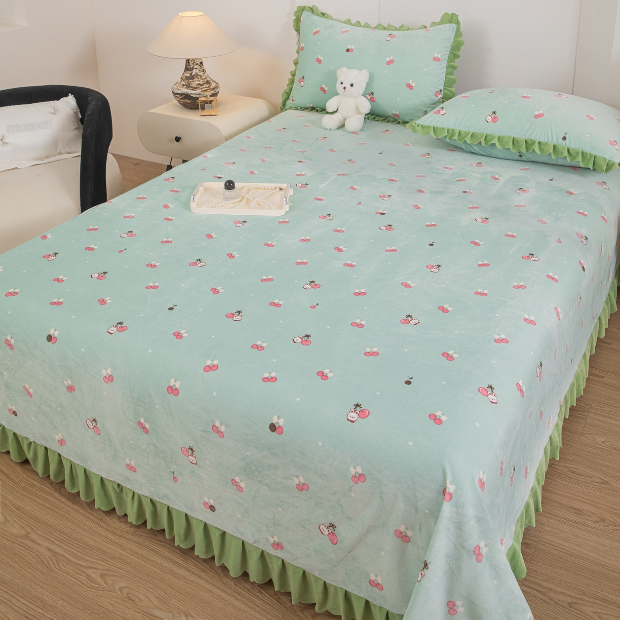 91家纺网 家纺一手货源 找家纺 手艺人家纺 2025新款宝宝绒单层床盖三件套 NDC53