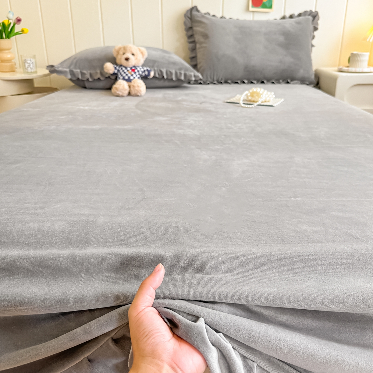 91家纺网 家纺一手货源 找家纺 手艺人家纺 2025新款宝宝绒单层床盖三件套 NDC33