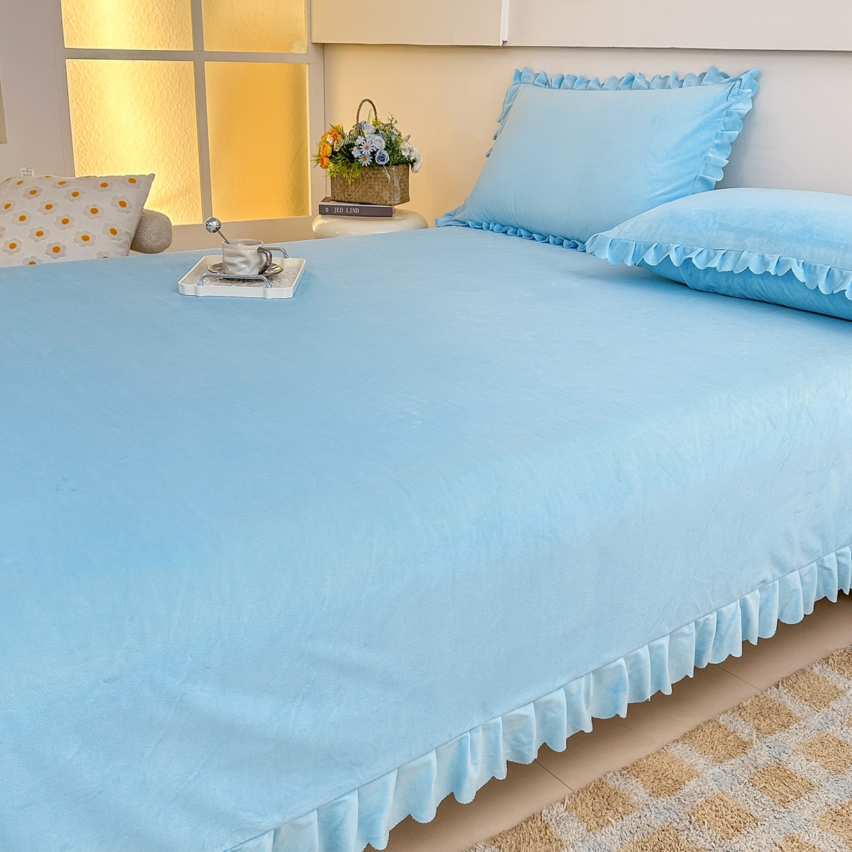 91家纺网 家纺一手货源 找家纺 手艺人家纺 2025新款宝宝绒单层床盖三件套 NDC18