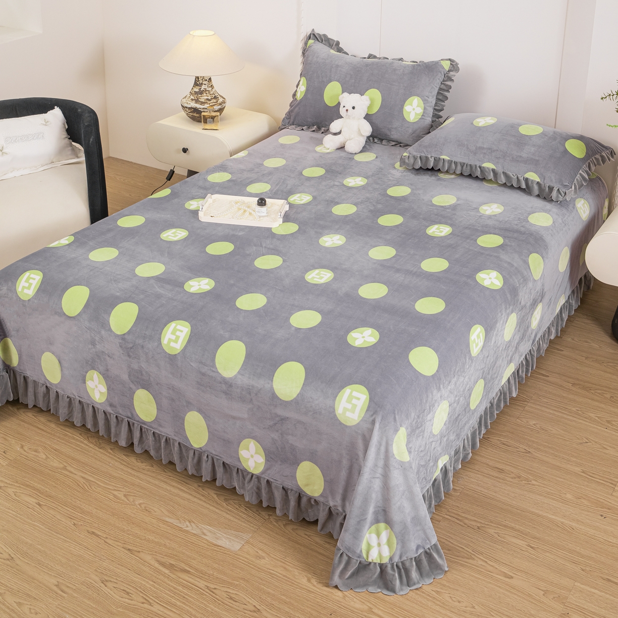 91家纺网 家纺一手货源 找家纺 手艺人家纺 2025新款宝宝绒单层床盖三件套 NDC50