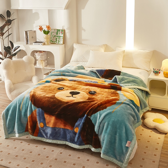 91家纺网 家纺一手货源 找家纺 铺尚美家纺 2025新款拉舍尔毛毯毯子双层加厚不加棉不加布 4-12斤可定制外贸毛毯 002 呆呆熊