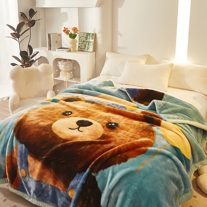 91家纺网 家纺一手货源 找家纺 铺尚美家纺 2025新款拉舍尔毛毯毯子双层加厚不加棉不加布 4-12斤可定制外贸毛毯 002 呆呆熊