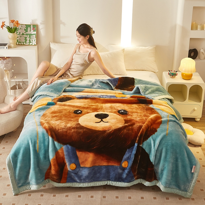 91家纺网 家纺一手货源 找家纺 铺尚美家纺 2025新款拉舍尔毛毯毯子双层加厚不加棉不加布 4-12斤可定制外贸毛毯 002 呆呆熊