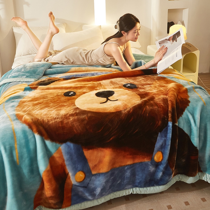 91家纺网 家纺一手货源 找家纺 铺尚美家纺 2025新款拉舍尔毛毯毯子双层加厚不加棉不加布 4-12斤可定制外贸毛毯 002 呆呆熊