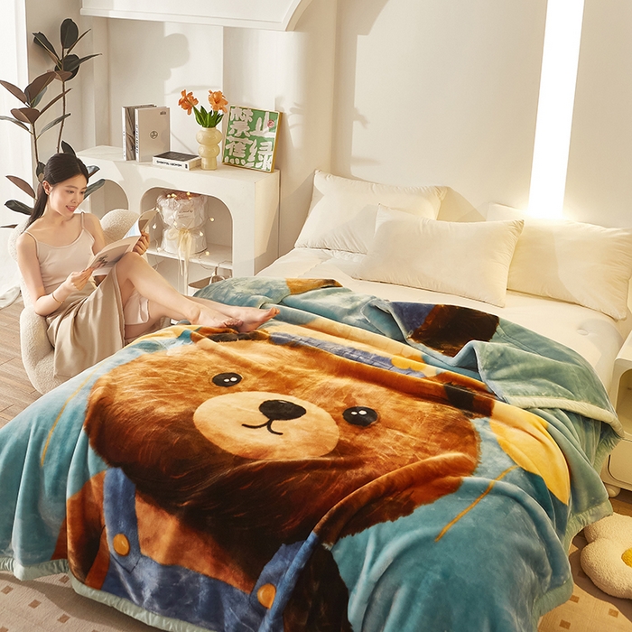 91家纺网 家纺一手货源 找家纺 铺尚美家纺 2025新款拉舍尔毛毯毯子双层加厚不加棉不加布 4-12斤可定制外贸毛毯 002 呆呆熊