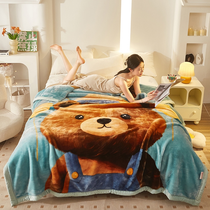 91家纺网 家纺一手货源 找家纺 铺尚美家纺 2025新款拉舍尔毛毯毯子双层加厚不加棉不加布 4-12斤可定制外贸毛毯 002 呆呆熊