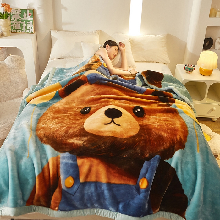 91家纺网 家纺一手货源 找家纺 铺尚美家纺 2025新款拉舍尔毛毯毯子双层加厚不加棉不加布 4-12斤可定制外贸毛毯 002 呆呆熊