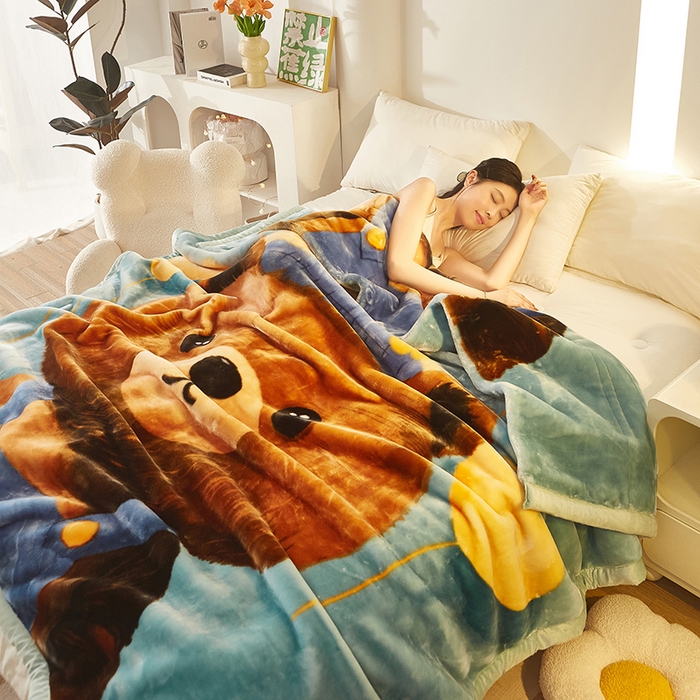 91家纺网 家纺一手货源 找家纺 铺尚美家纺 2025新款拉舍尔毛毯毯子双层加厚不加棉不加布 4-12斤可定制外贸毛毯 002 呆呆熊