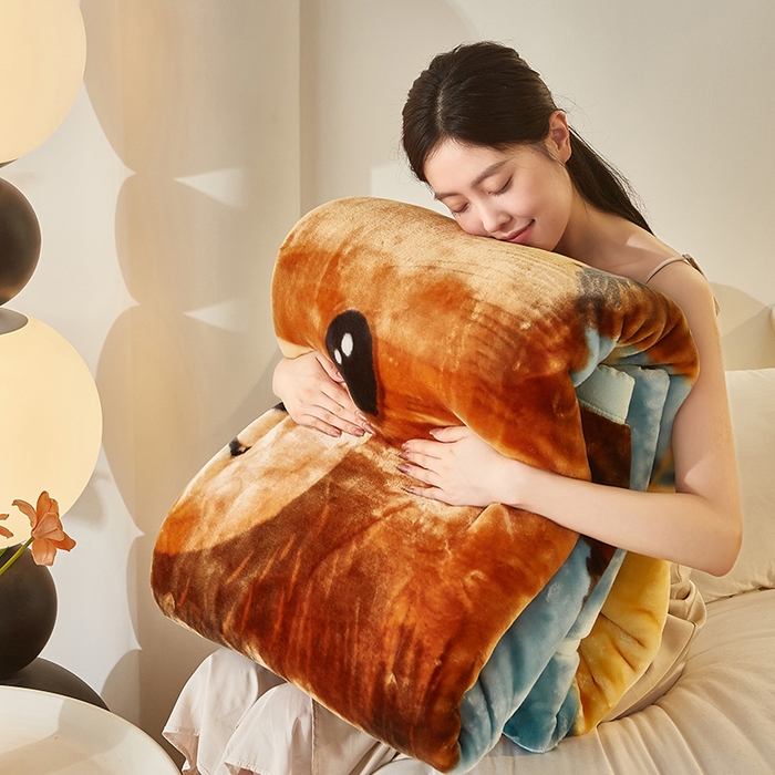 91家纺网 家纺一手货源 找家纺 铺尚美家纺 2025新款拉舍尔毛毯毯子双层加厚不加棉不加布 4-12斤可定制外贸毛毯 002 呆呆熊