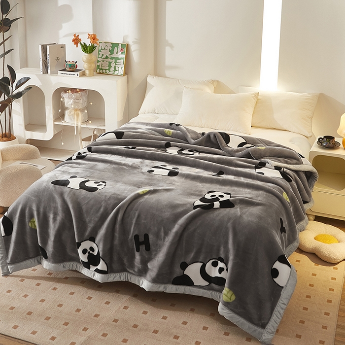 91家纺网 家纺一手货源 找家纺 铺尚美家纺 2025新款拉舍尔毛毯毯子双层加厚不加棉不加布 4-12斤可定制外贸毛毯 003 小熊猫