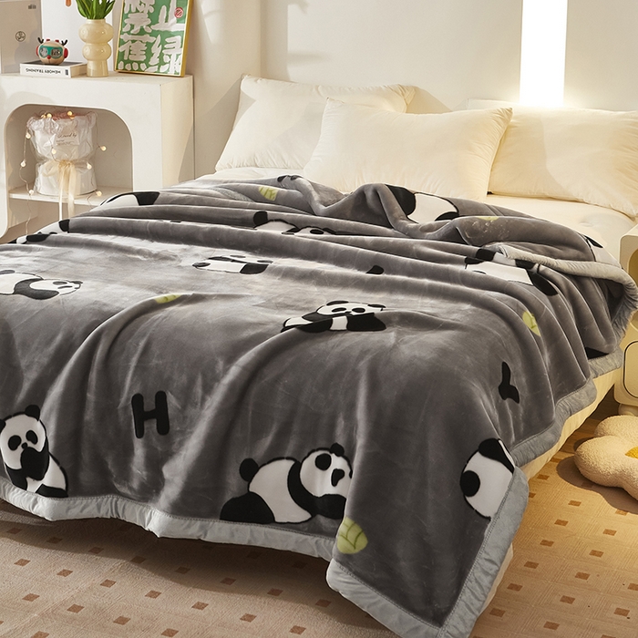 91家纺网 家纺一手货源 找家纺 铺尚美家纺 2025新款拉舍尔毛毯毯子双层加厚不加棉不加布 4-12斤可定制外贸毛毯 003 小熊猫