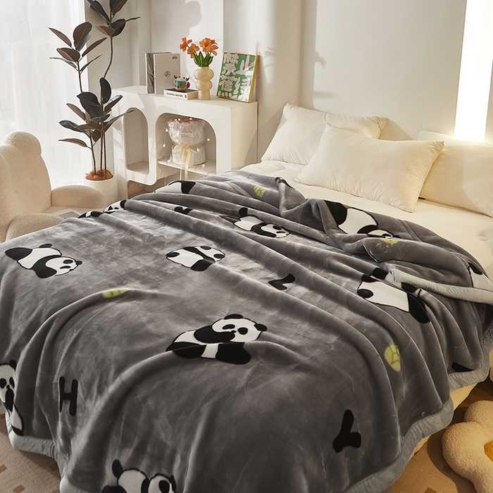 91家纺网 家纺一手货源 找家纺 铺尚美家纺 2025新款拉舍尔毛毯毯子双层加厚不加棉不加布 4-12斤可定制外贸毛毯 003 小熊猫