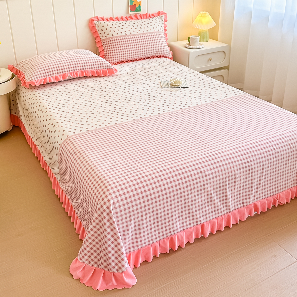 91家纺网 家纺一手货源 找家纺 手艺人家纺 2025新款宝宝绒单层床盖三件套 NDC36