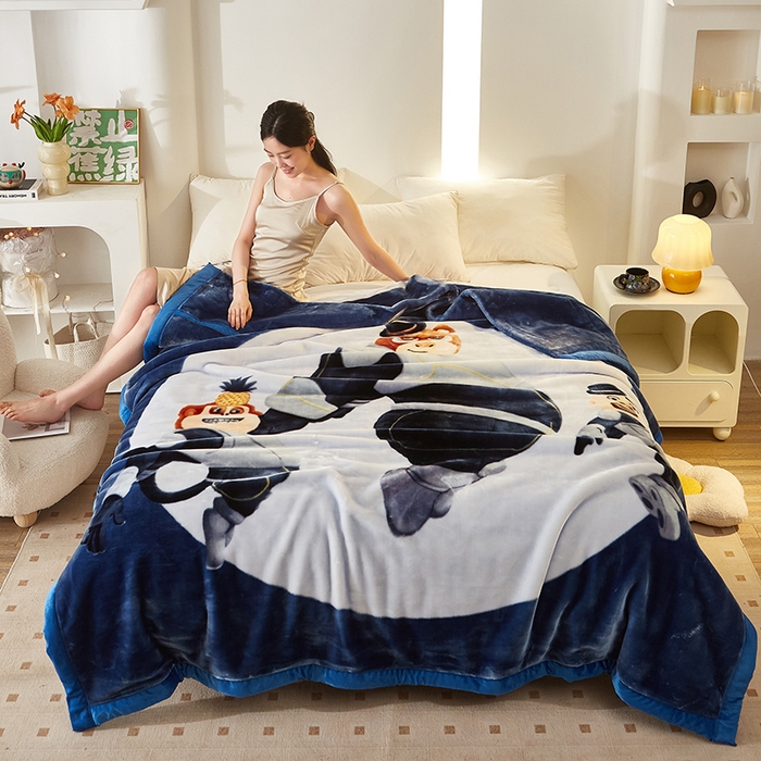 91家纺网 家纺一手货源 找家纺 铺尚美家纺 2025新款拉舍尔毛毯毯子双层加厚不加棉不加布 4-12斤可定制外贸毛毯 005 太空熊