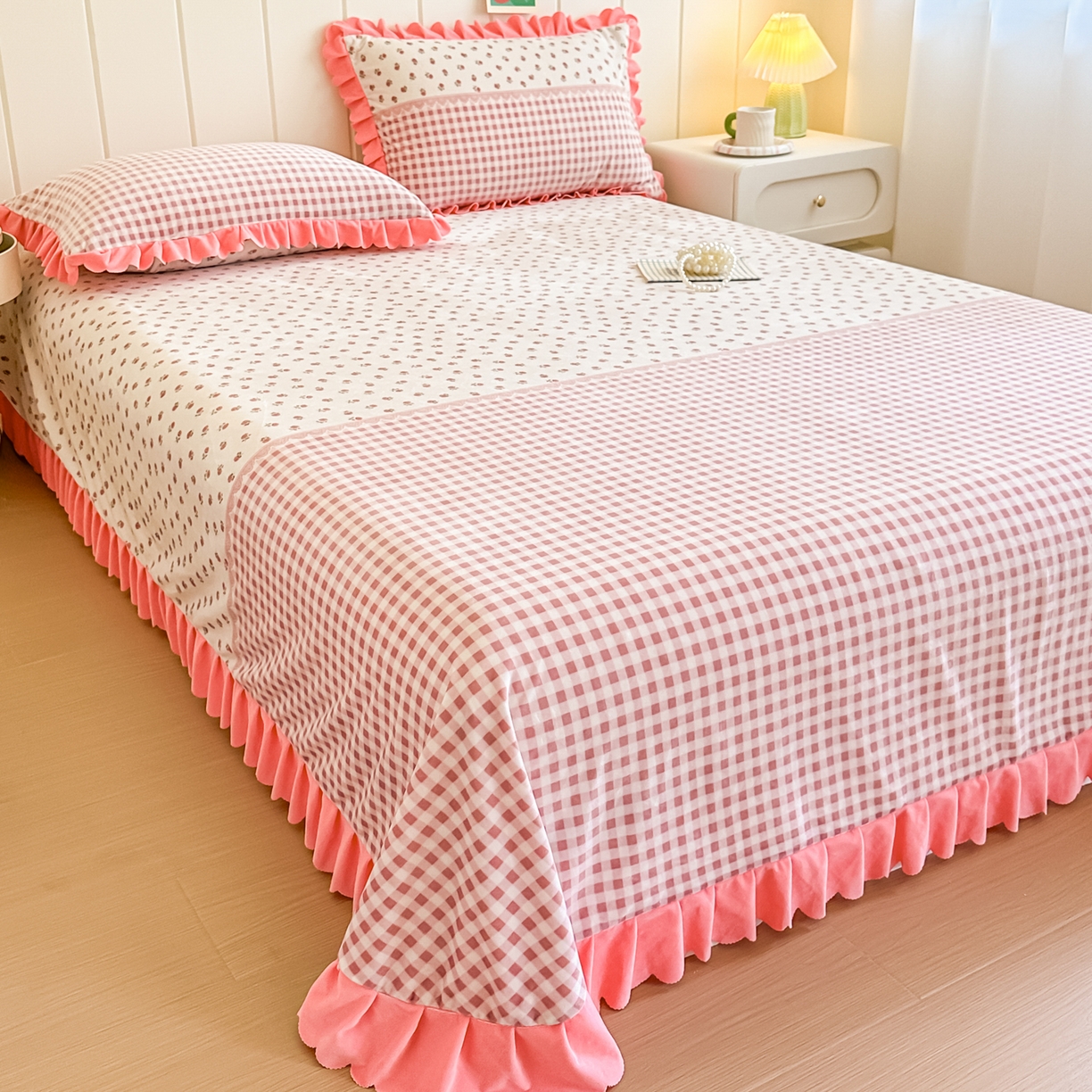 91家纺网 家纺一手货源 找家纺 手艺人家纺 2025新款宝宝绒单层床盖三件套 NDC36