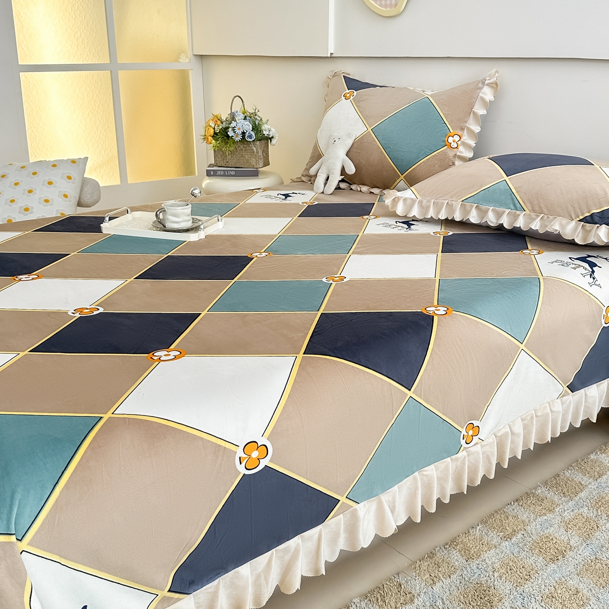 91家纺网 家纺一手货源 找家纺 手艺人家纺 2025新款宝宝绒单层床盖三件套 NDC10