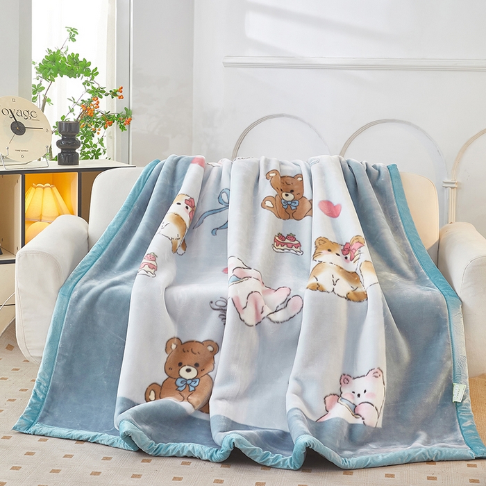 91家纺网 家纺一手货源 找家纺 铺尚美家纺 2025新款拉舍尔毛毯毯子双层加厚不加棉不加布 4-12斤可定制外贸毛毯 022 躲猫猫-蓝