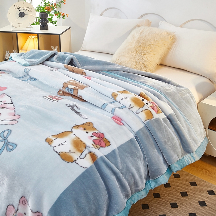 91家纺网 家纺一手货源 找家纺 铺尚美家纺 2025新款拉舍尔毛毯毯子双层加厚不加棉不加布 4-12斤可定制外贸毛毯 022 躲猫猫-蓝