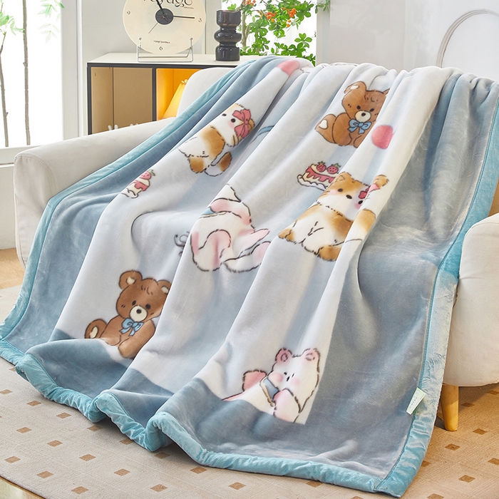 91家纺网 家纺一手货源 找家纺 铺尚美家纺 2025新款拉舍尔毛毯毯子双层加厚不加棉不加布 4-12斤可定制外贸毛毯 022 躲猫猫-蓝