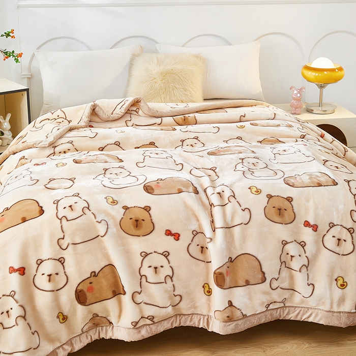 91家纺网 家纺一手货源 找家纺 铺尚美家纺 2025新款拉舍尔毛毯毯子双层加厚不加棉不加布 4-12斤可定制外贸毛毯 025 萌萌水豚